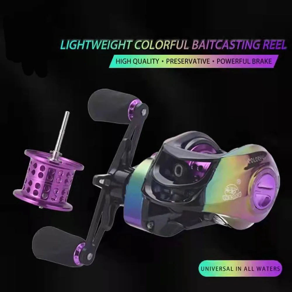 

Colorful Fishing Reel V-shaped Deep Line Spool Lightweight 18+1 Bearing 7.2:1 High Speed Ratio Baitcasting Reel