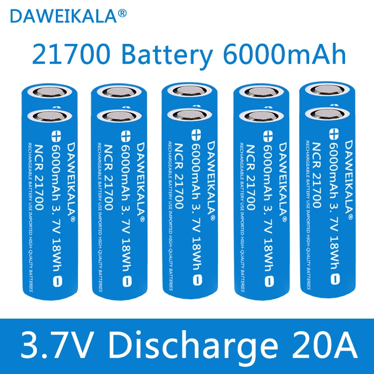 10pcs Original 3.7V 6000mAh 21700 Battery 20A Power 5C Rate Discharge Ternary Lithium DIY Electric Bicycle+free shipping - купить по
