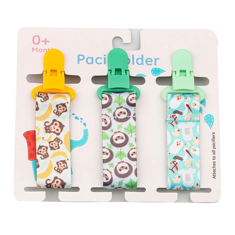 

Cartoon Print Baby Pacifier Chains 3pcs/set Dummy Nipples Holder Pacifier Clip for DIY Nursing Soother Holder Newborn Feeding