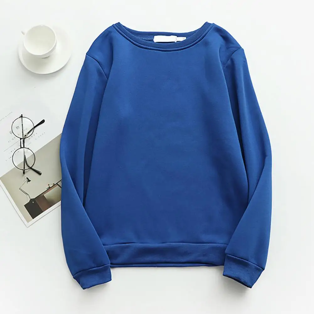

Stylish Winter Sweatshirt Unisex Pullover Anti-pilling Pure Color Lady Sweatshirt Spring Sweatshirt Warm