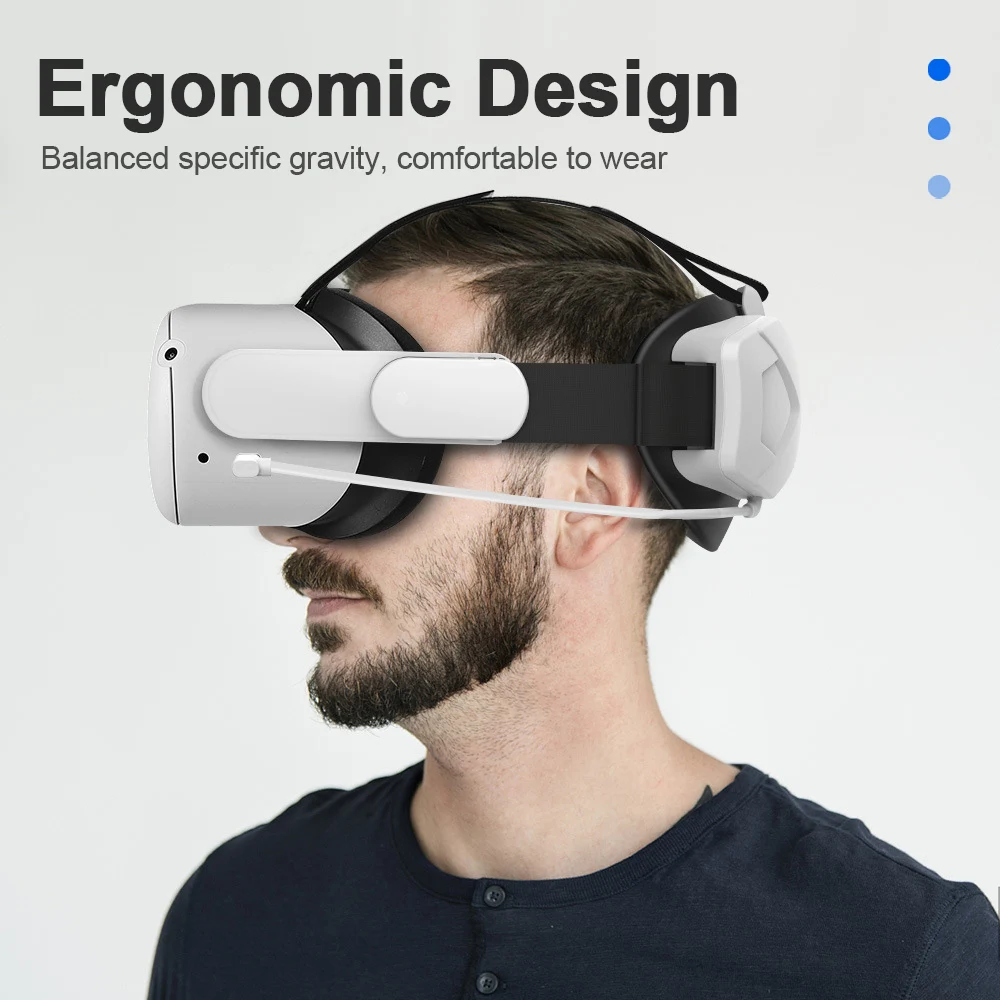 

Rechargeable Head Strap for Oculus Quest 2 Headset Glasses Comfortable Adjustable Headband Replacement VR Accessories