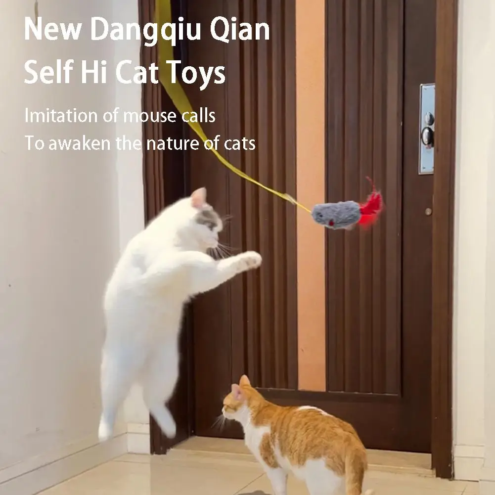 

Simulation Mouse Cry Cat Toys Cat Scratch Rope Mouse Type Funny Pet Retractable Supplies Hanging Self-hey Interactive Door Z6Q8