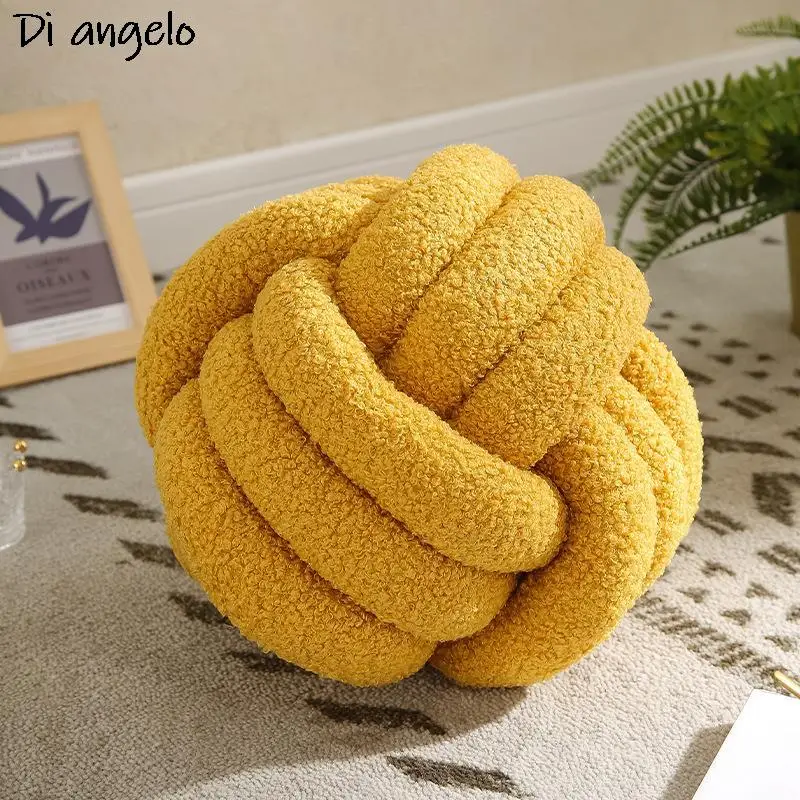 Плетеная вручную Подушка с узелком Бархатная подушка из ягненка декоративная