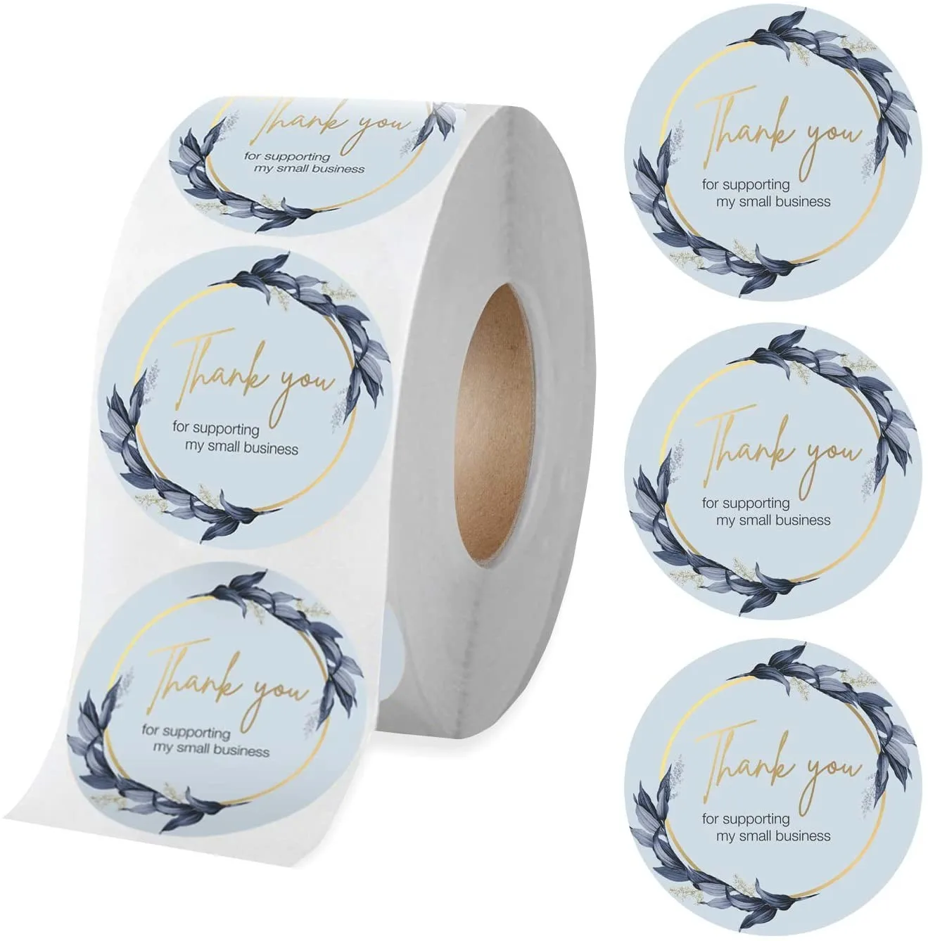 

Спасибо, наклейки для малого бизнеса, 500 шт., 1,5 дюйма, круглые, синие цветы, декоративные фотообои для упаковки подарков, доставка