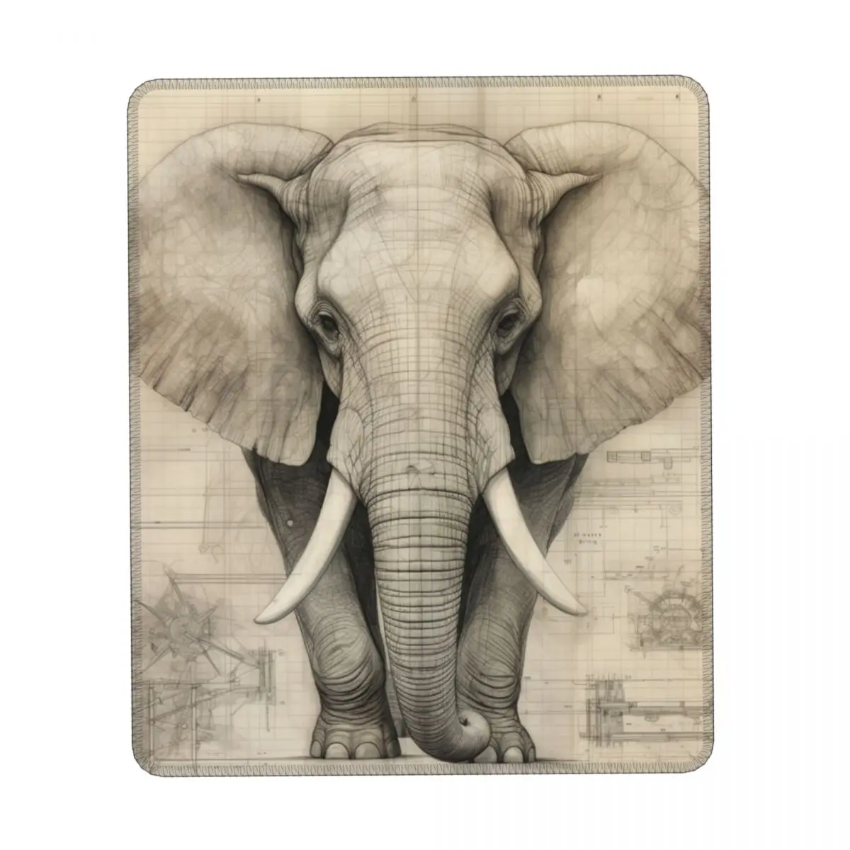 

Elephant Vertical Print Mouse Pad Pencil Drawing Fantasy Rubber Mousepad Non Slip Simple Office Mouse Pads