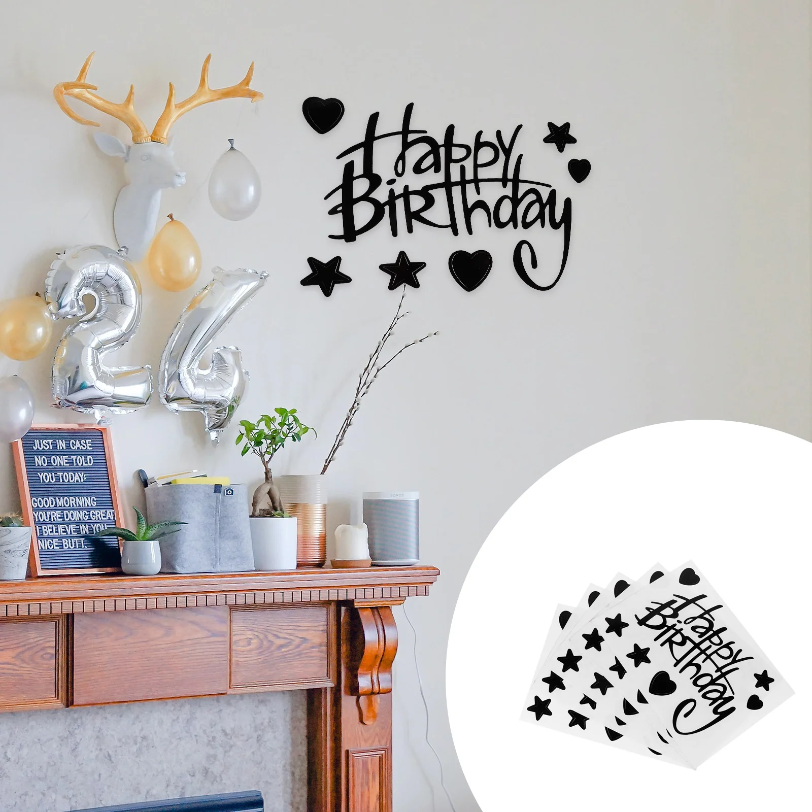 

5pcs Balloon Stickers Decorative Happy Birthday Decal Adorn