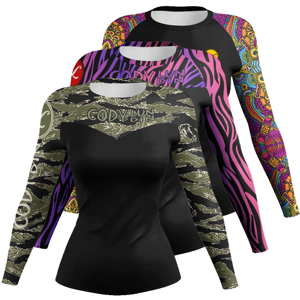 Новинка женская футболка Rashguard компрессионная для бокса ММА с 3D принтом летние