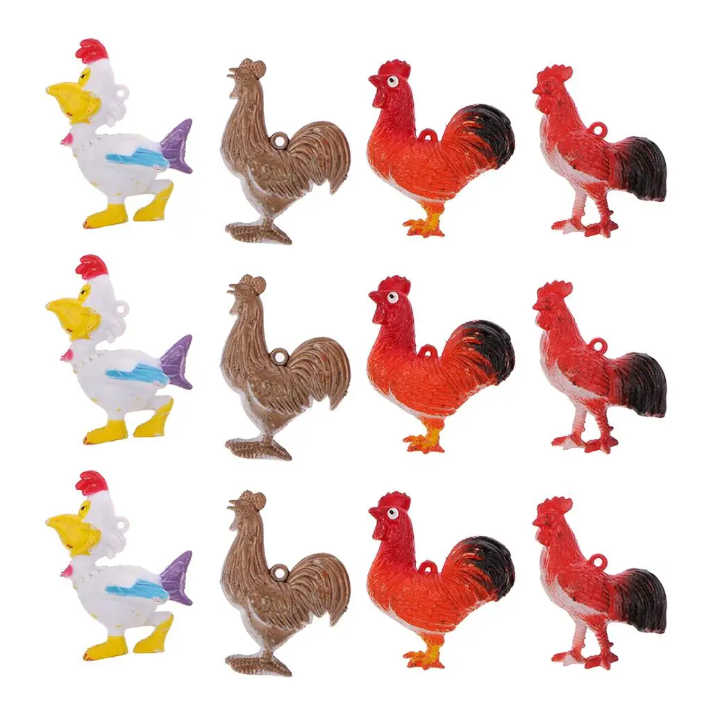 

Set of 12 Chicken Chick Model Toys Kids Birthday X'm Collectibles