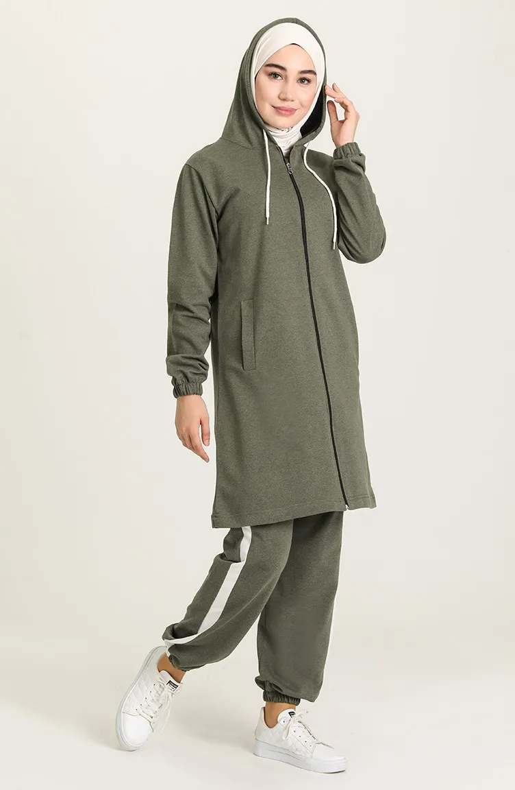 

Sports Double Suit Double Color Tracksuit Suit Hijab Double Suit Women Islamic Clothing Two Piece Hooded Muslim Suits WithPocket