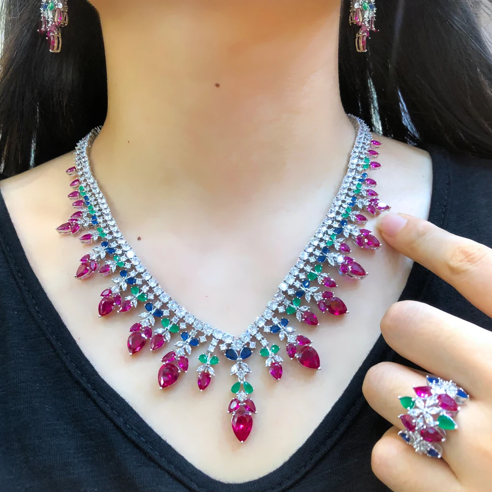 

Комплект из колье, серёг и кольца, для невесты