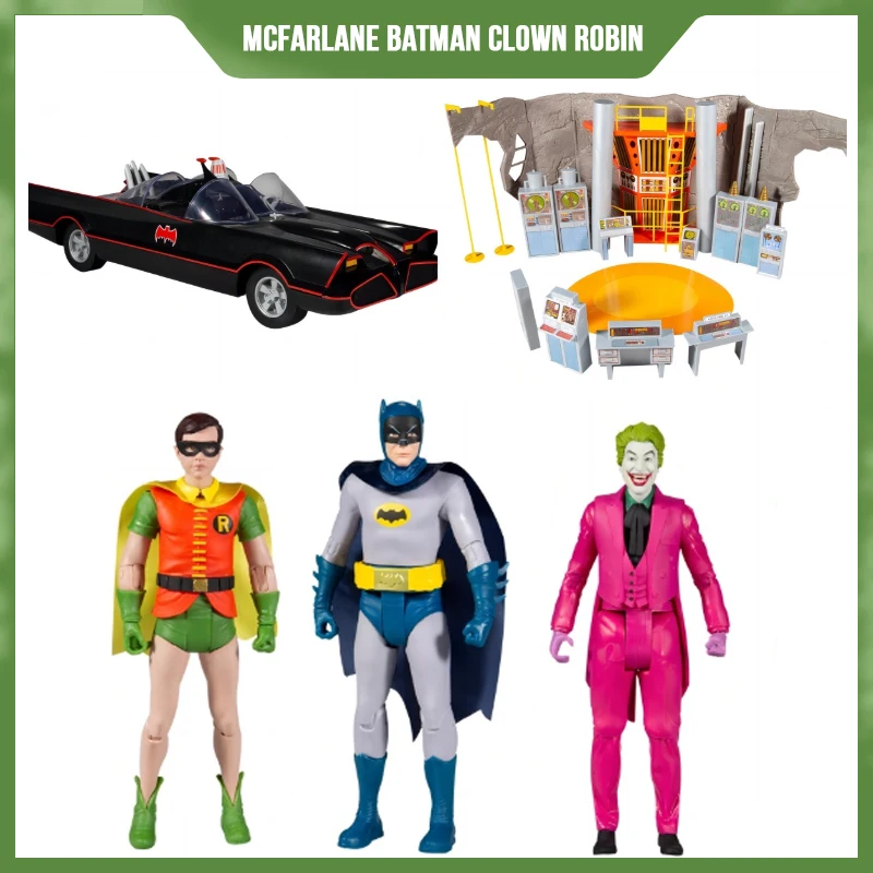 

Mcfarlane Batman Clown Robin The Batmobile Nostalgic Edition 1966 Dc Batman Bat Cave Pvc Figure Model Toys Kids Gift 18cm