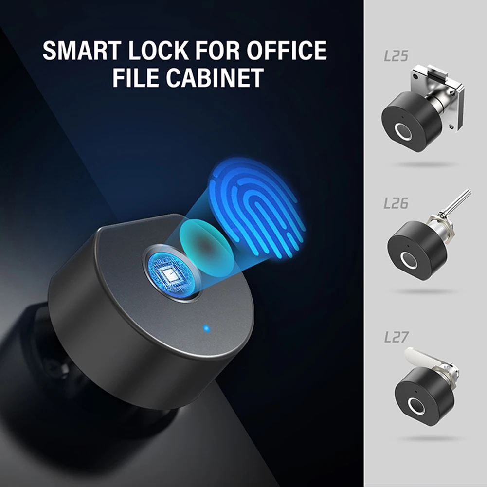 

Iron Cabinet Lock No Punching Fingerprint Door Lock Low Power Consumption with Tricolor Lamp for Office Household for Protection