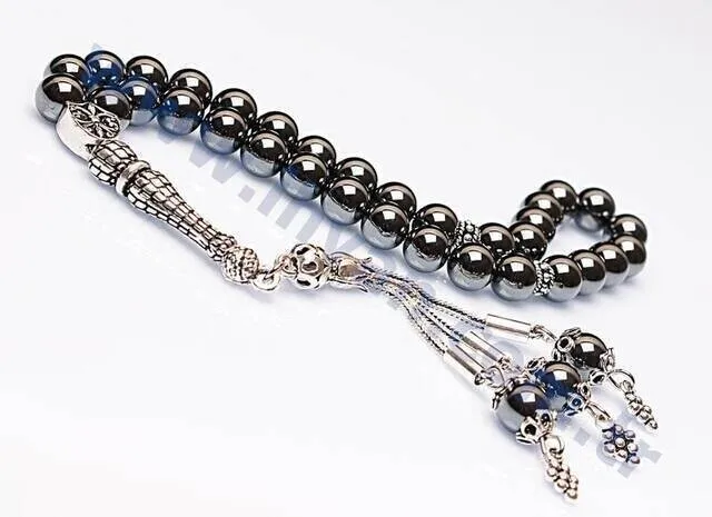 IQRAH Hematite Stone Rosary (925 Sterling Lunar)