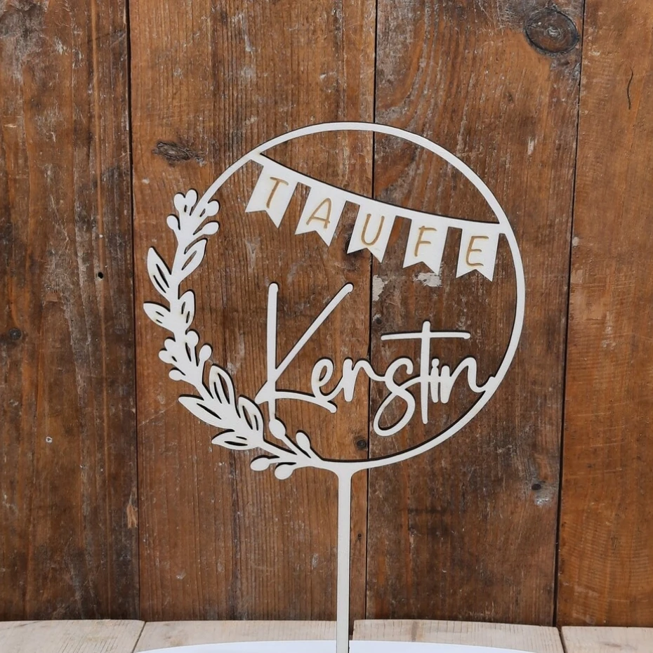 Деревянный топпер для торта на крещение индивидуальное имя клубный торт