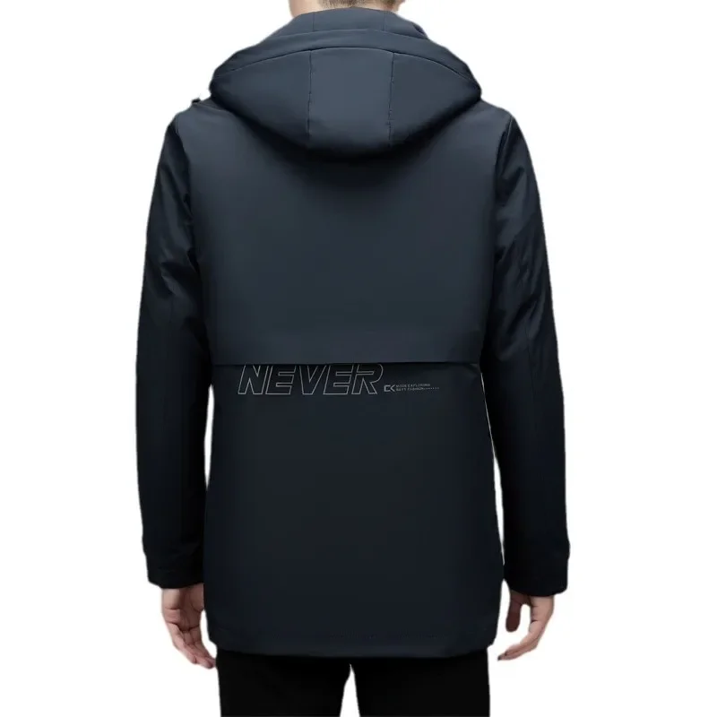 Мужской зимний пуховик средней длины деловой Повседневный плотный теплый белый