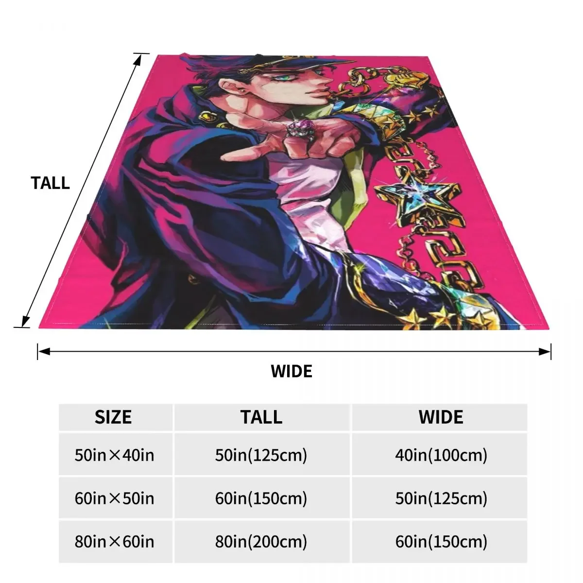 Флисовые одеяла Jotaro Kujo Необычные приключения Джоджо аниме новинка пледы для дома