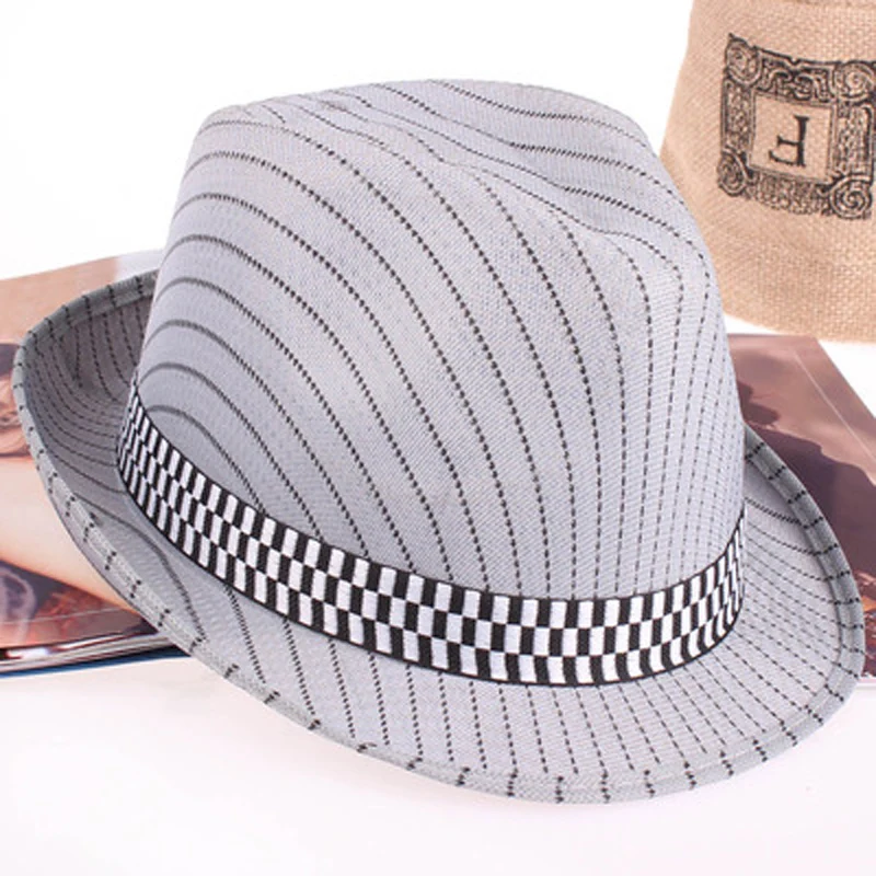

striped Cheap Summer short brim Panama Fedora Hats Jazz Borsalino Hat Beach Sunhat Waterproof fast Dry Cap for men women