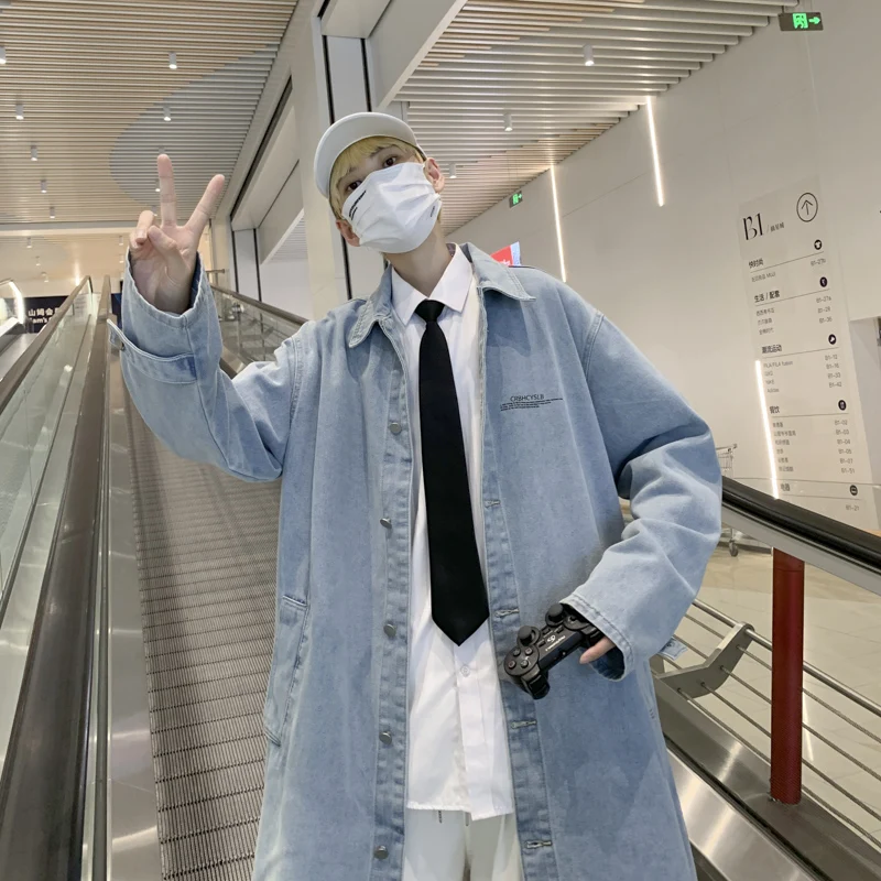 Мужская длинная куртка с буквенным принтом осенние модные тренды уличная одежда