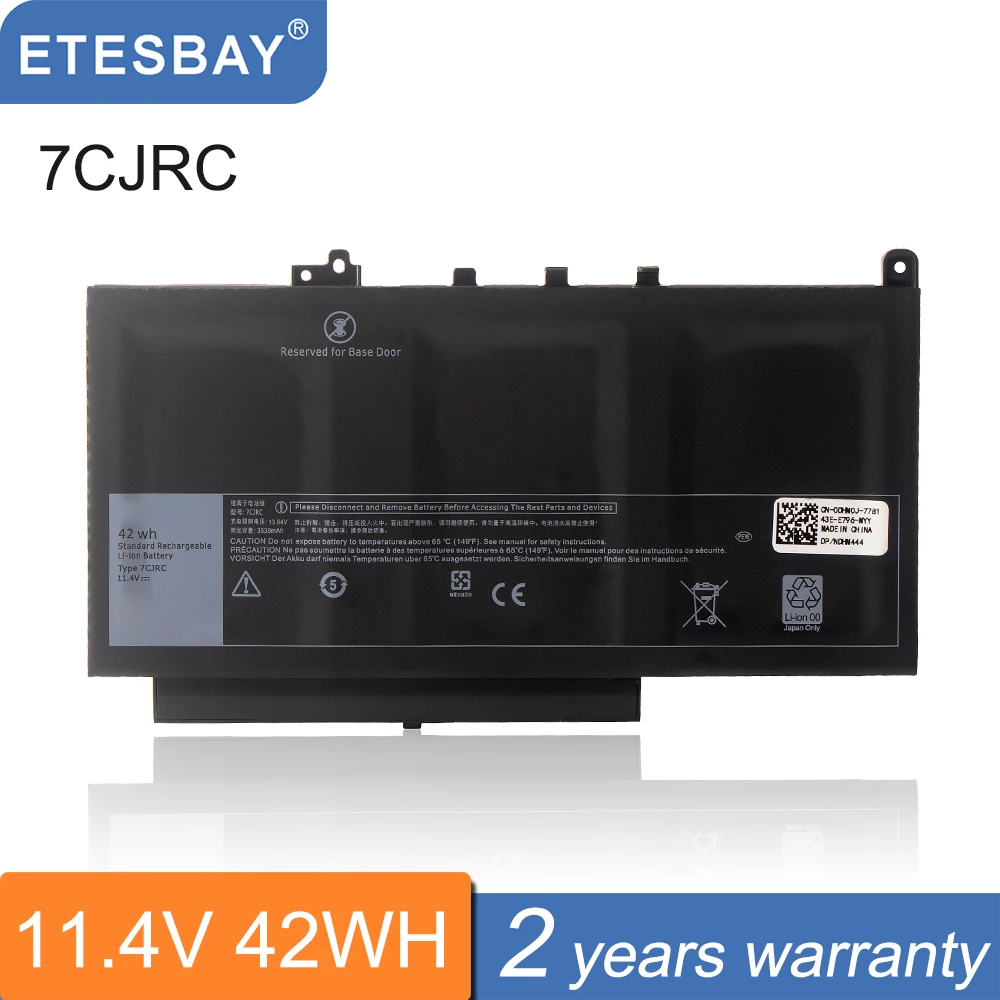 

ETESBAY 7CJRC Laptop Battery For DELL Latitude E7270 E7470 Series P26S001 P61G001 P61G P26S 21X15 021X15 42WH 11.4V