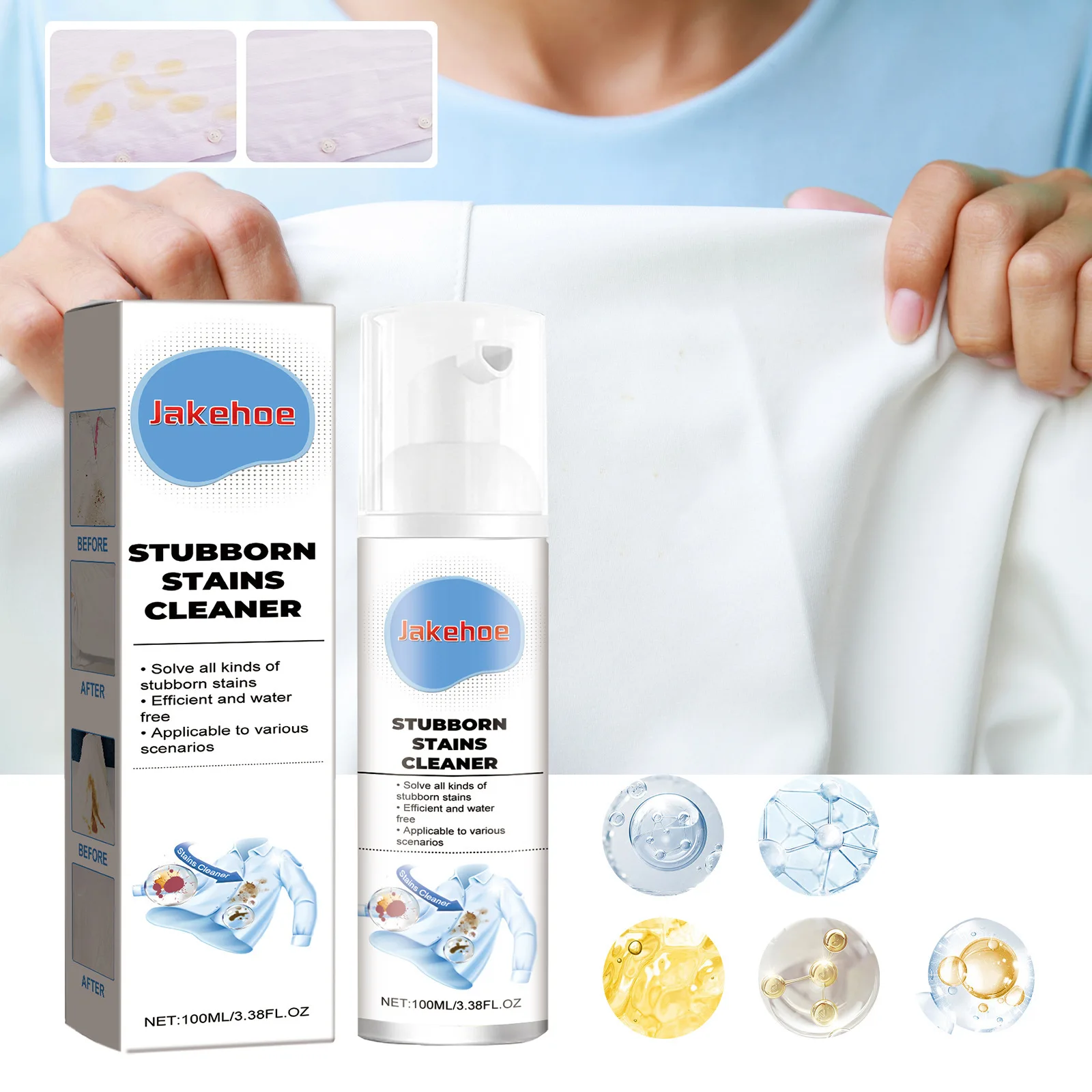 

Спрей для мгновенного удаления пятен на ткани, 100 мл, очиститель пятен от масла и жира для одежды, формула не полоскает, портативный раствор для сухой чистки