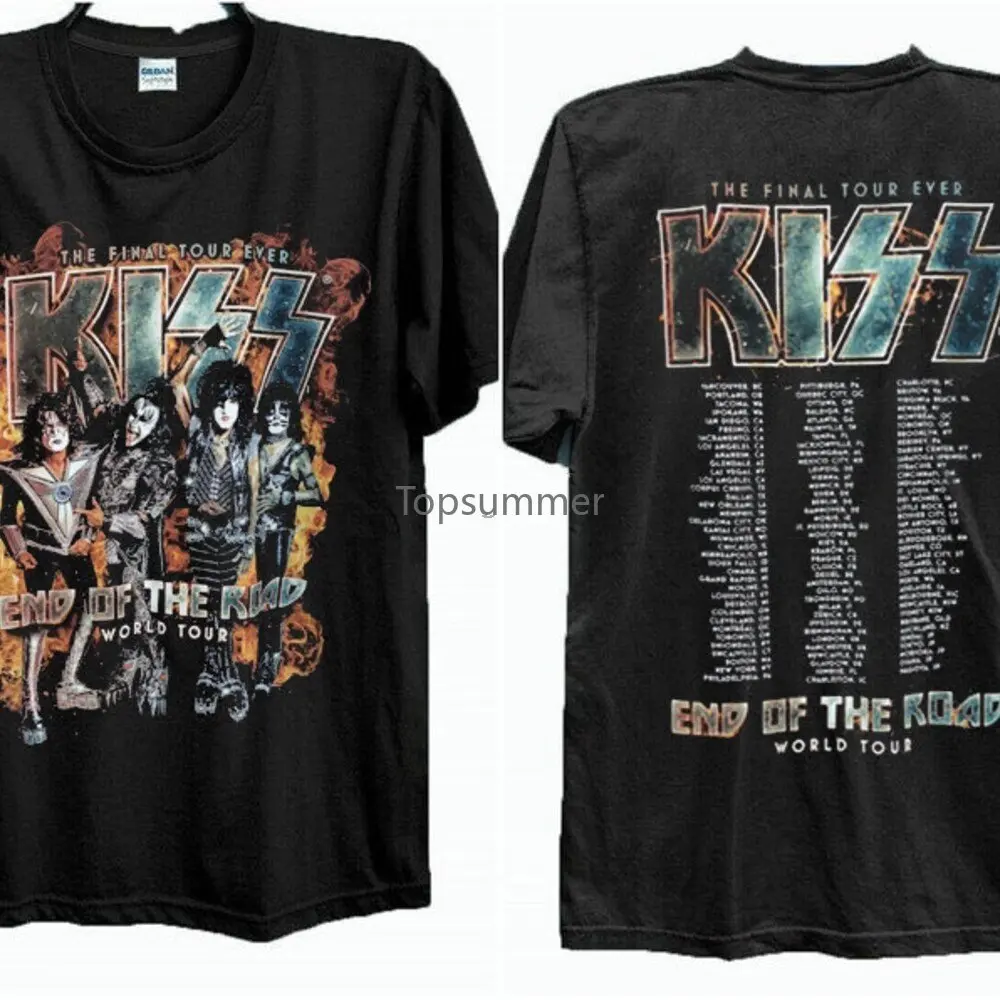 Футболка с надписью Kiss End Of The Road World Tour, финальный Тур Ever, футболка в стиле Vtg для концертов, тур 90-х, футболка в стиле рок-группы, Vtg
