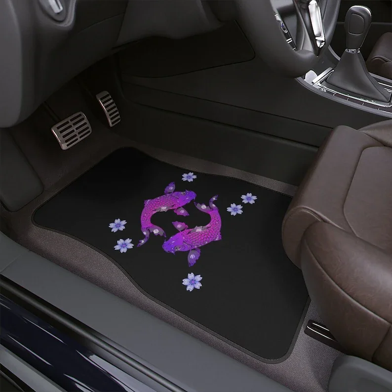 

Vaporwave car floor mat, koi fish, purple koi fish, cute car accessories for teens, japanese, women, pink, vaporwave koi fish, p