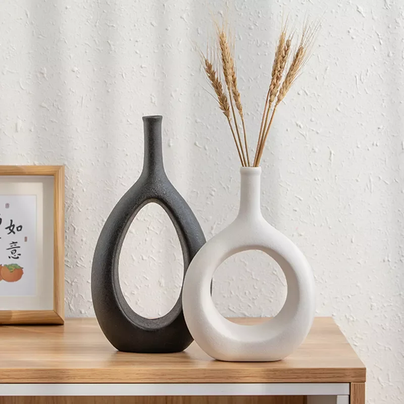 

NEW White Hollow Out Vase Modern Minimalist Dining Table Living Room Decoration Nodic Home Decoration Dry Vase Ceramic Vase