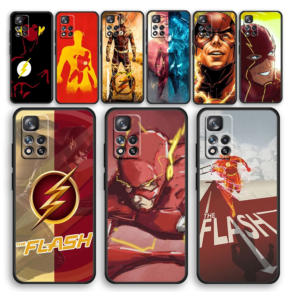 

The Flash-Man Superhero Cool Black Phone Case For Xiaomi Redmi Note 12 11E 11S 11 11T 10 10S 9 9T 9S 8T 8 Pro Plus 5G Cover Capa