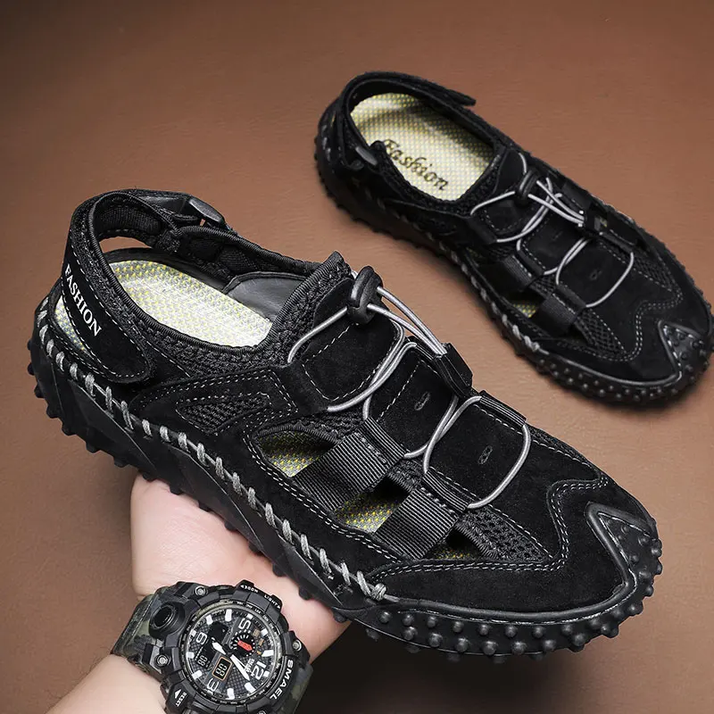 Outdoor Big Size Sandals Genuine Leather Men Shoes Casual 2022 Summer Beach Comfortable Sandal Male Sandalias Hiking Chaussure