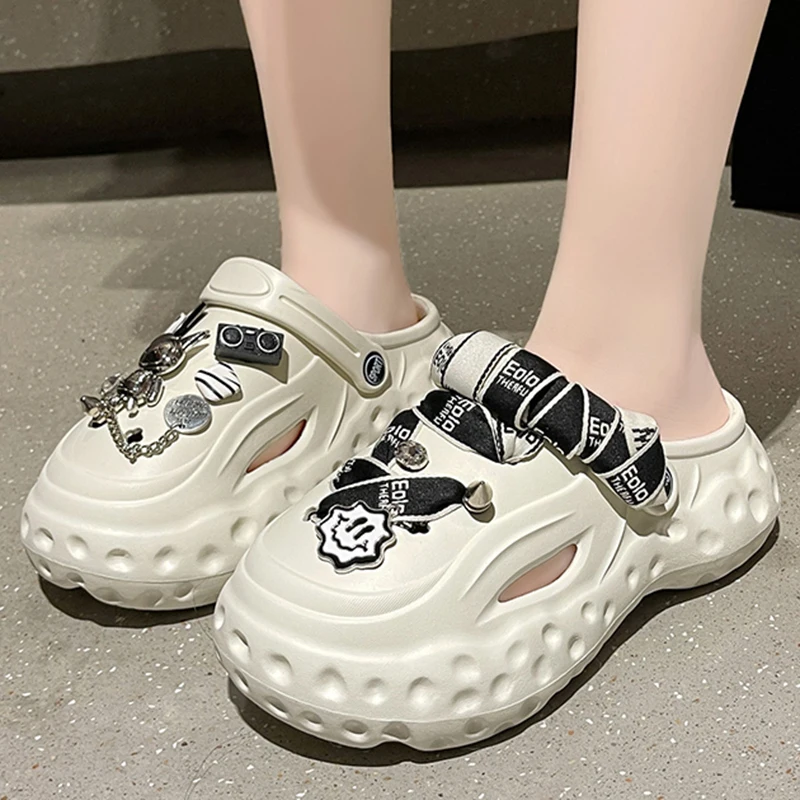 

Summer Women Slippers Garden Sandals Platform Clogs EVA Flip Flops Fashion Tie Casual Outdoor Comfortable Shoes Female 36-41