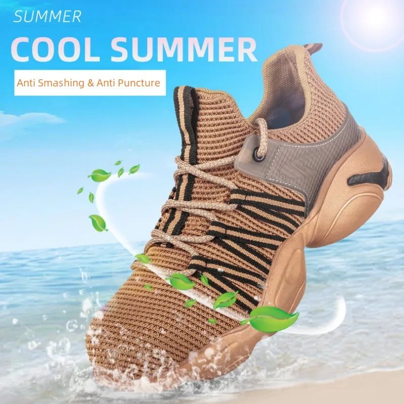 

2023 New Summer Men's Breathable Sport Safety Shoes Anti-Puncture Building Work Sneaker For Men Mesh Safety Boots Hombre