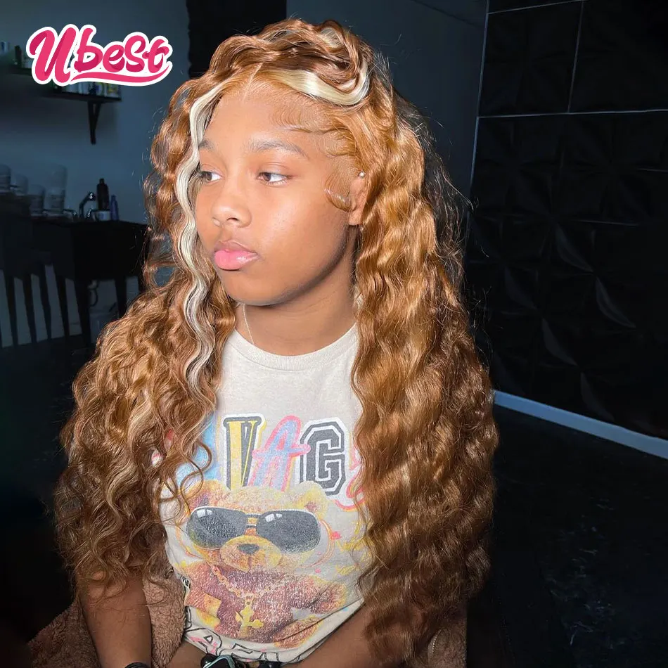 Светлые свободные фронтальные человеческие волосы со шнуровкой 13x4 Ubest с 613