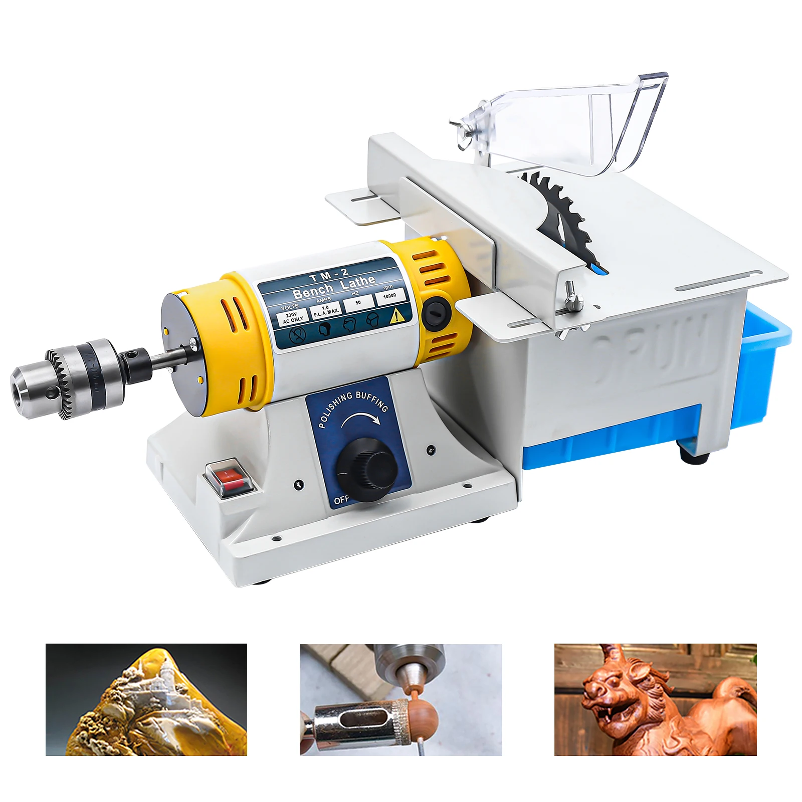 Mini Table Saw Multifunctional Woodworking 10000RPM Gem Jewelry Rock Polishing Buffer Cutting Machine Bench Lathe Grinder 320W
