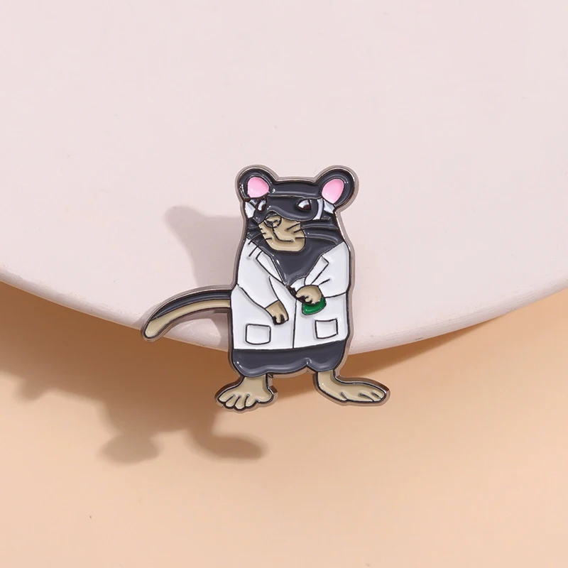 Science Lab Rat Enamel Pin Custom Research Experiment Animal Brooches Lapel Shirt Clothes Badge Jewelry Gifts For Student