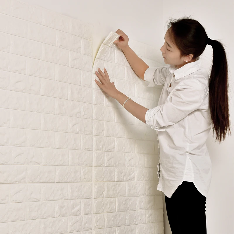 

10pcs 3D Brick Wall Sticker Home Self-adhesive Wallpaper Stereo Pattern Living Room Bedroom TV Background Decoration 70 * 77cm