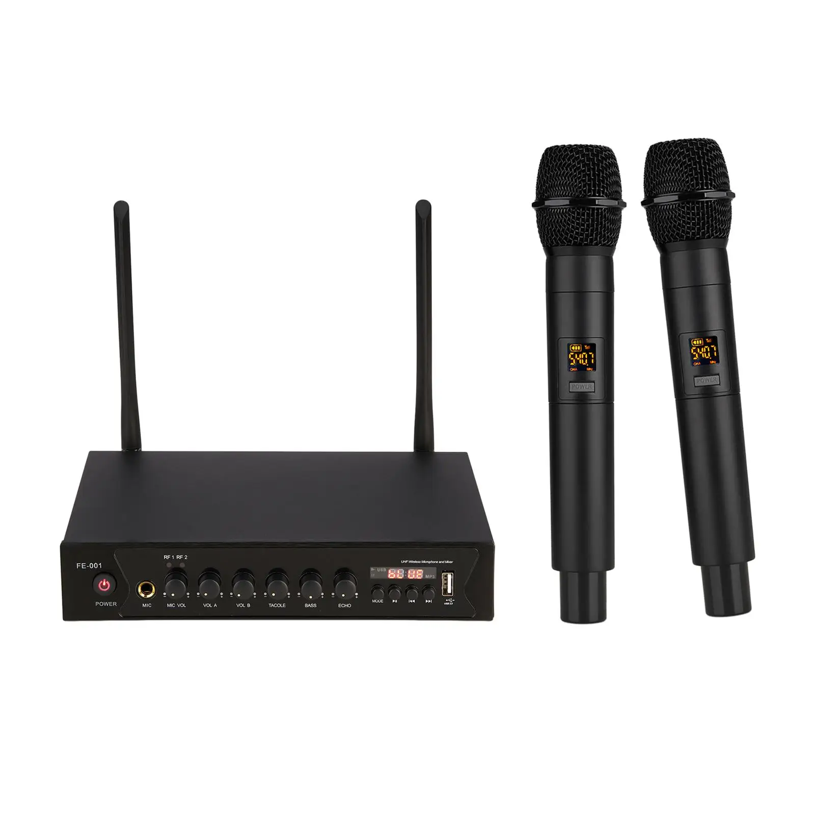 

Wireless Microphones System Professional Metal Cordless Mic Set UHF Wireless Receiver for Audio Home KTV Family Party Laptop US