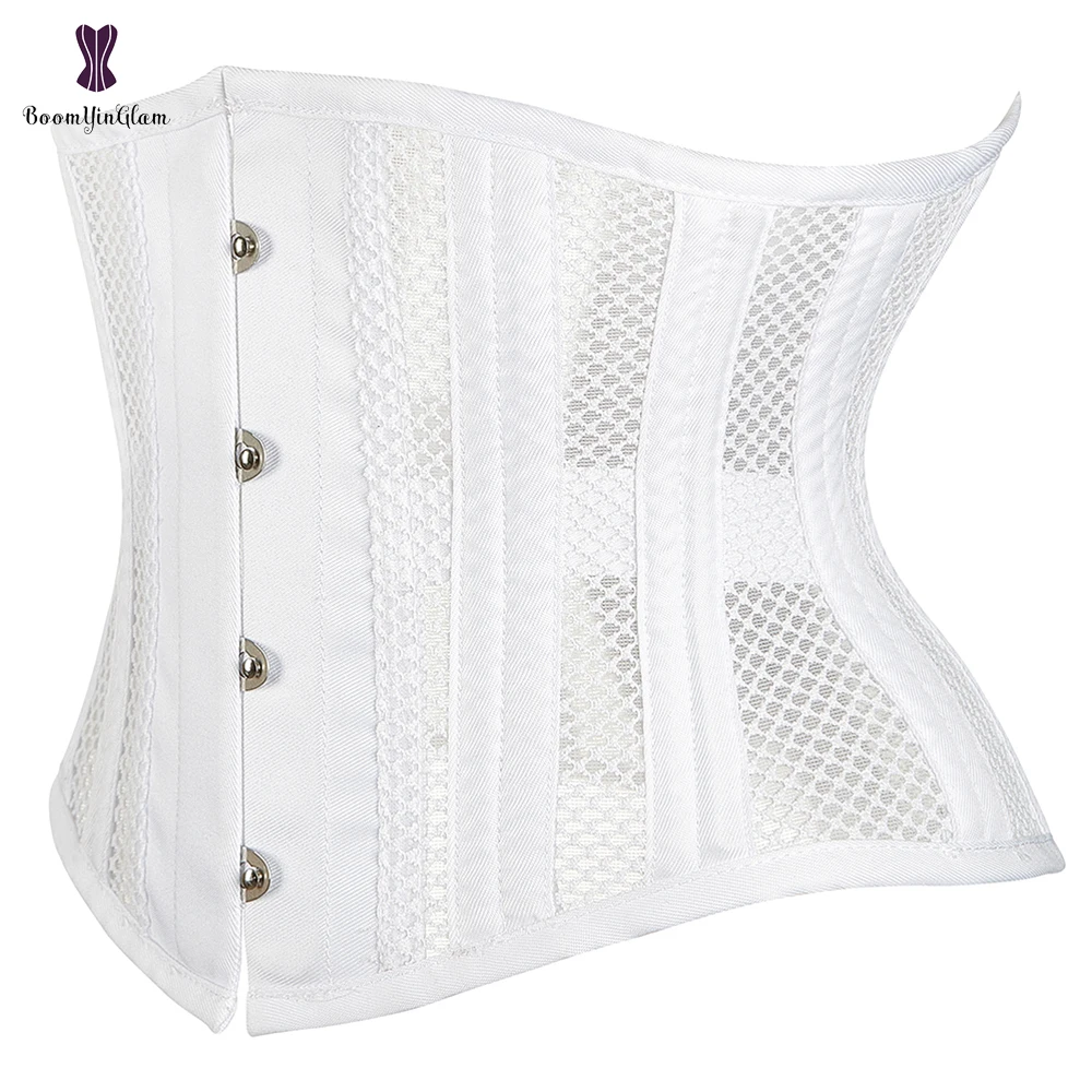 Underbust Corset Women's Steel Boned Short Torso Breathable Mesh Waist Cincher Waspie Corset for Weight