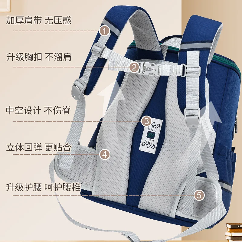 Large Capacity School Bag Senior Grade 3-6 Mochilas for Boys Shoulder Guard Ventilation System New Primary Children Backpacks