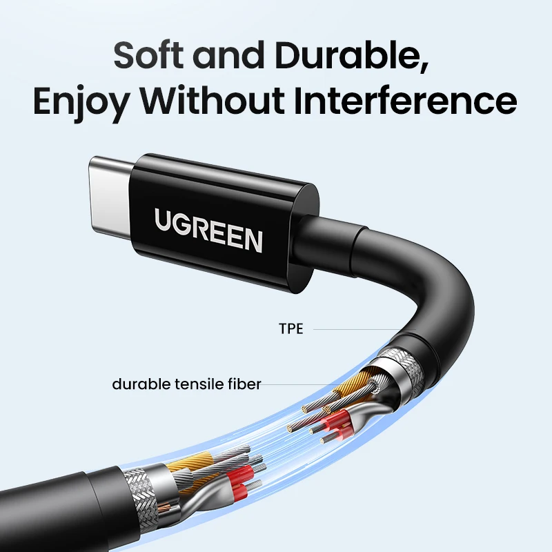 Полуоткрытые проводные наушники UGREEN 3 5 мм USB Type C с микрофоном Hi-Fi стерео для