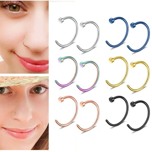 8Pcs/Set U Shaped Nose Rings Stainless Steel Spacer Rings for Men and Women False Nose Ring Piercing Fashion Punk Body Jewelry