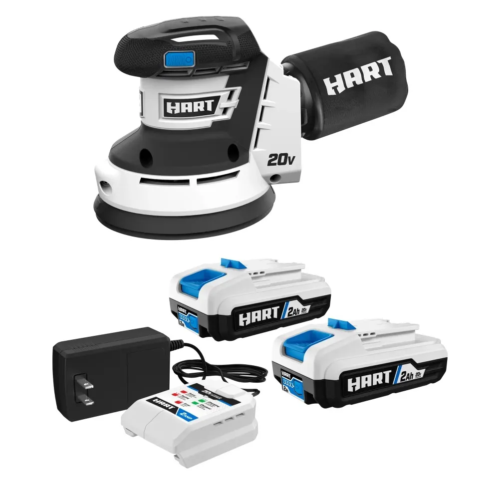 

HART 20-Volt Random Orbit Sander with 2-Pack 2Ah Battery and Charger Starter Kit Bundle