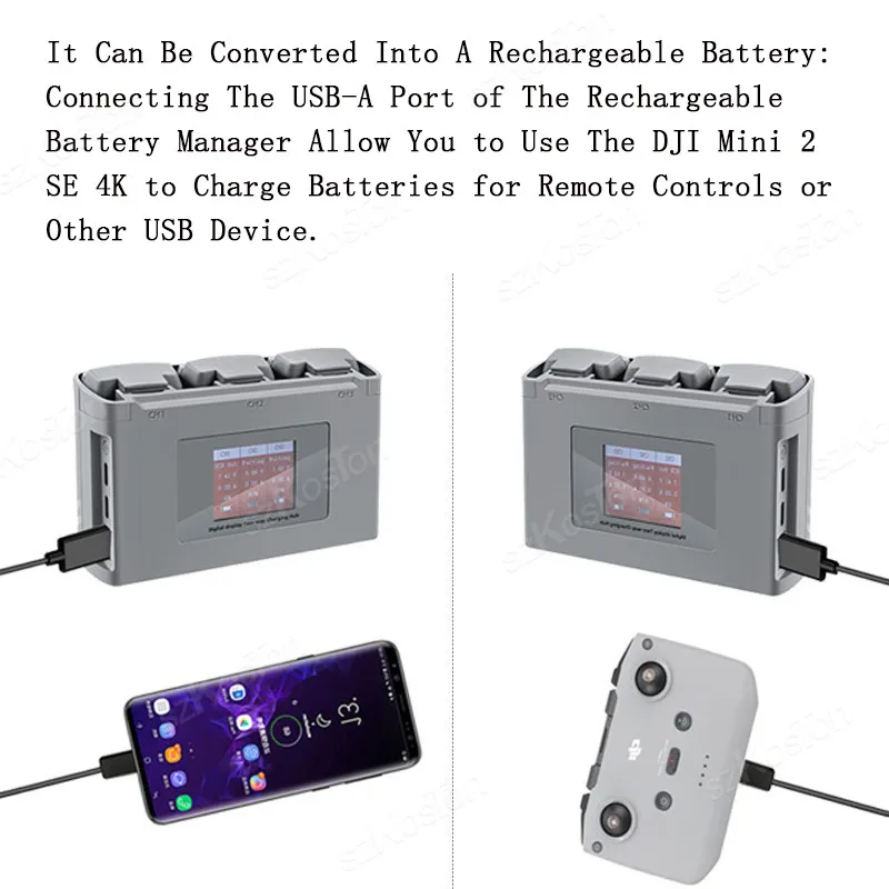 3-стороннее зарядное устройство-концентратор для аккумуляторов DJI Mini 4K/Mini 2/Mini 2 SE