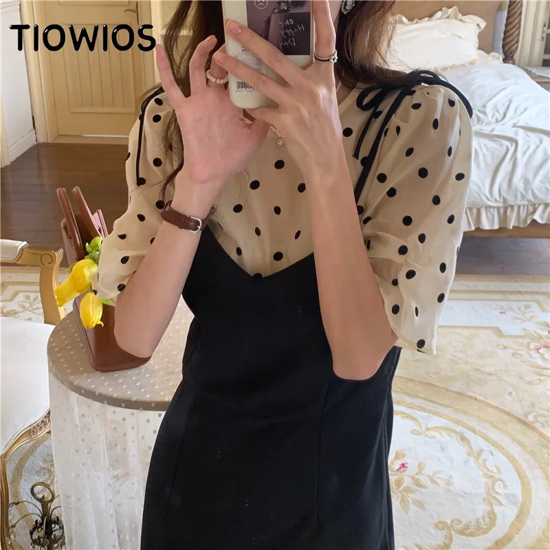 Платье-двойка с коротким рукавом для корейской женщины |