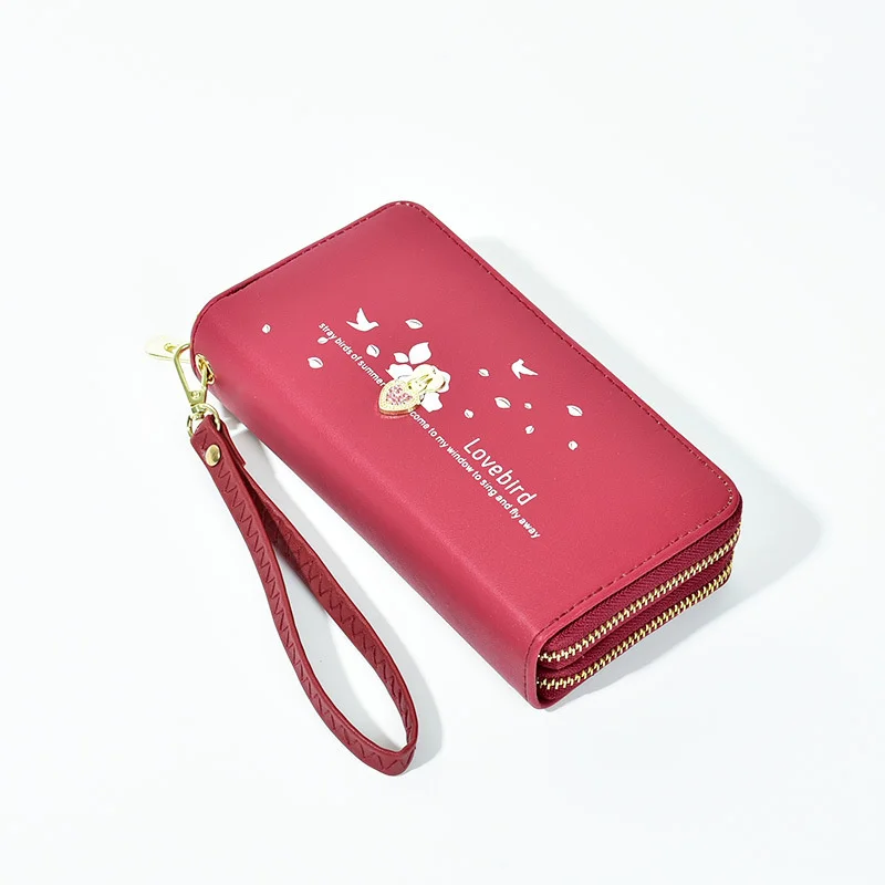 Wallet women's long new high-capacity wallet double zipper handbag love printed mobile phone bag