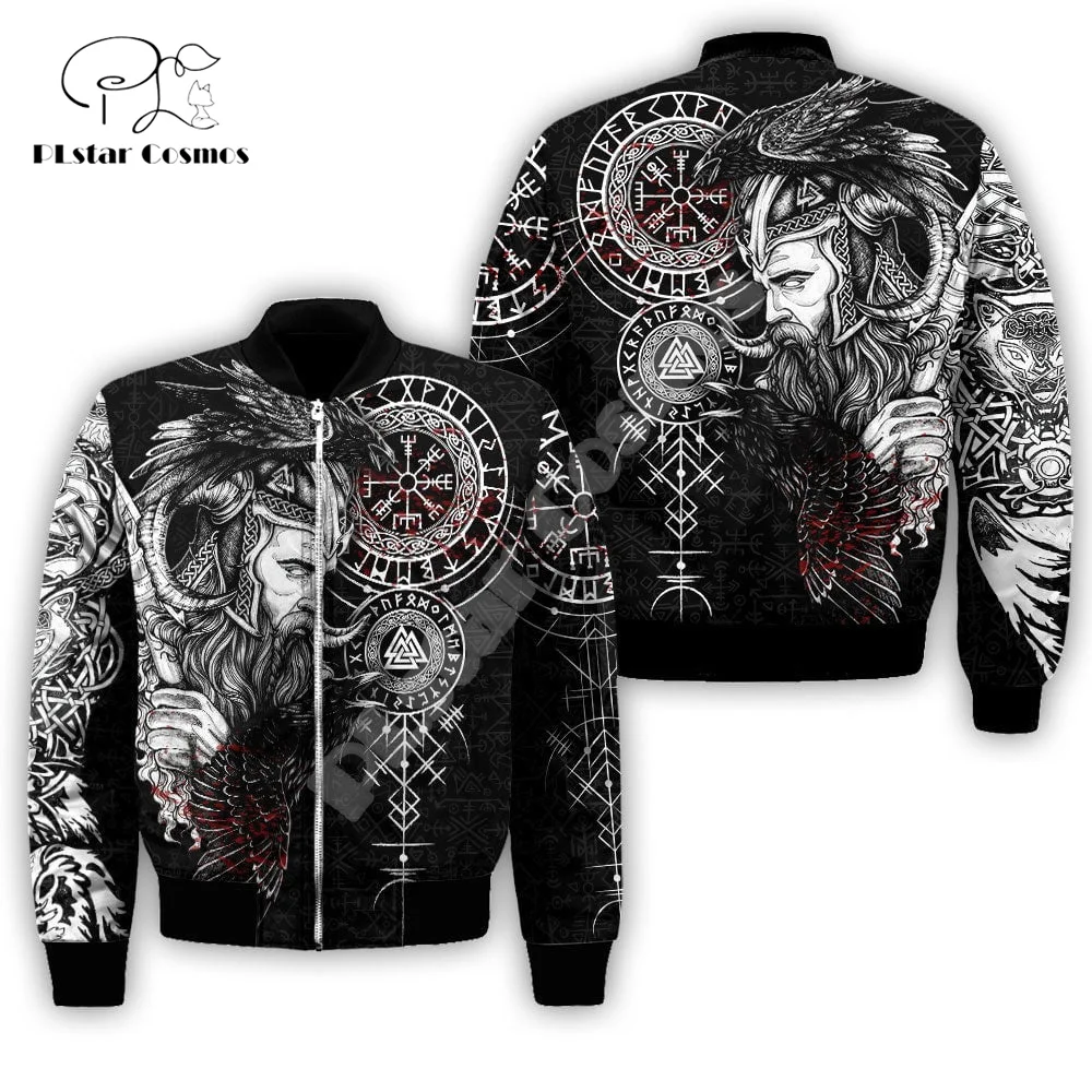 Новая модная зимняя теплая ветровка с рисунком воина Odin Fenrir Wolf Tattoo в
