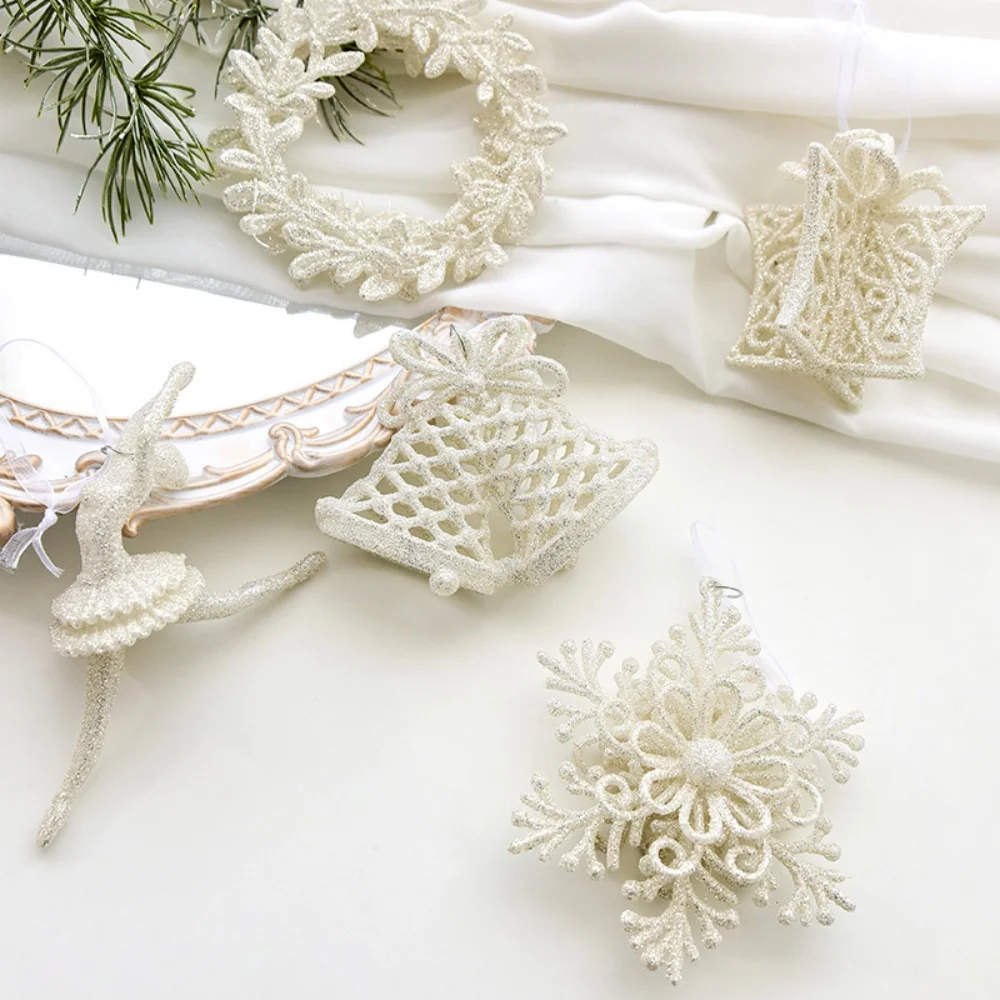 Украшения для рождественской елки белые подвесные елочные украшения сверкающие