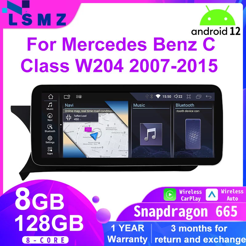 

Android 11 8+64 Car Radio Player For Mercedes Benz C Class W204 2007-2015 Multimedia CarPlay Navigation GPS WiFi Stereo