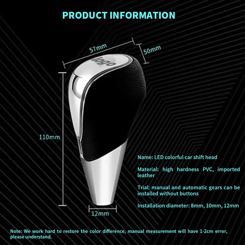 Universal Touch Activated LED Light Illuminated Car Gear Shift Knob Nozzle Fit for Most Cars with Button-Less Operated Shifter |