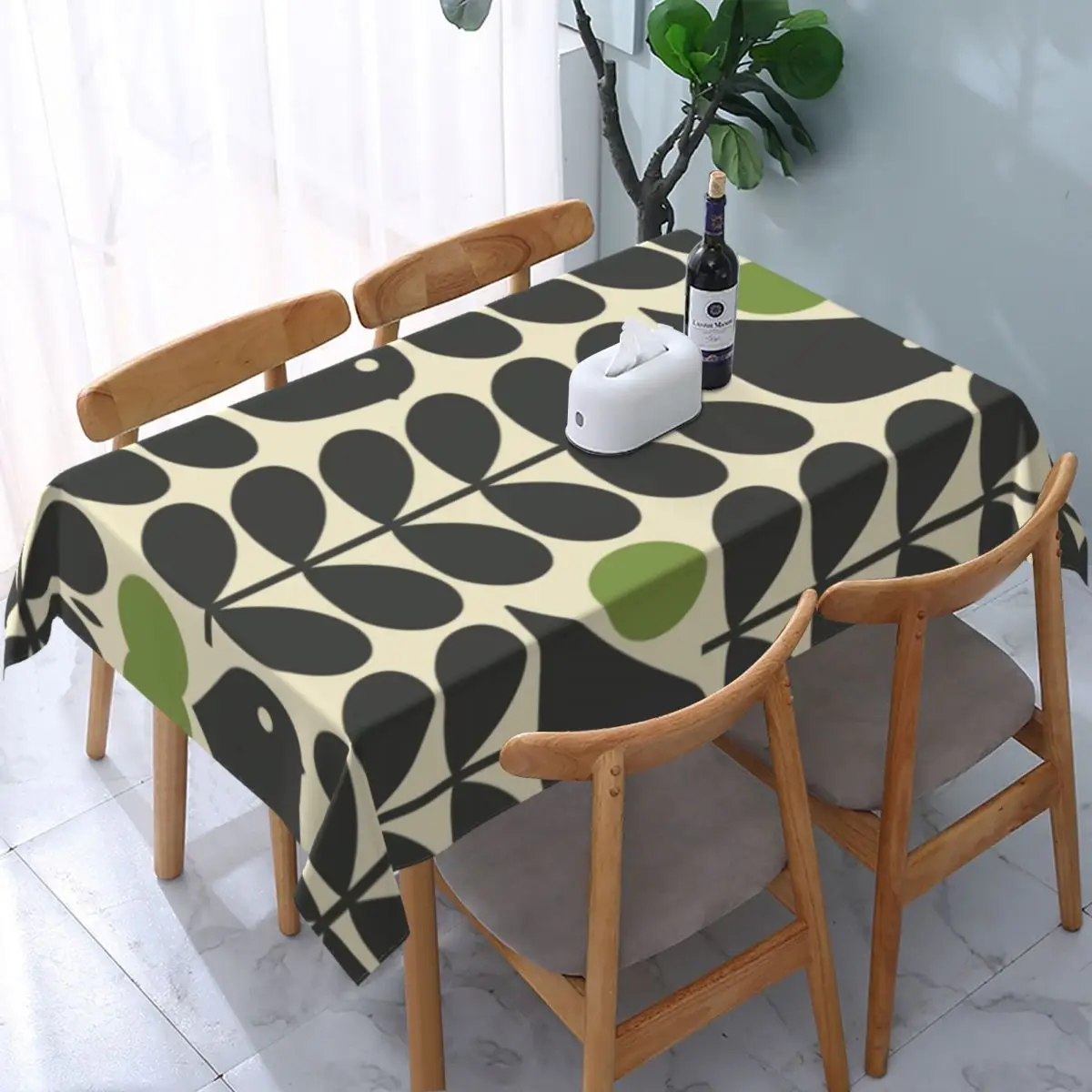 

Rectangular Tablecloth Tablecloth Fit 45"-50" Elastic Edge Table Cloth Scandinavian Flower Scandi Retro Table Covers