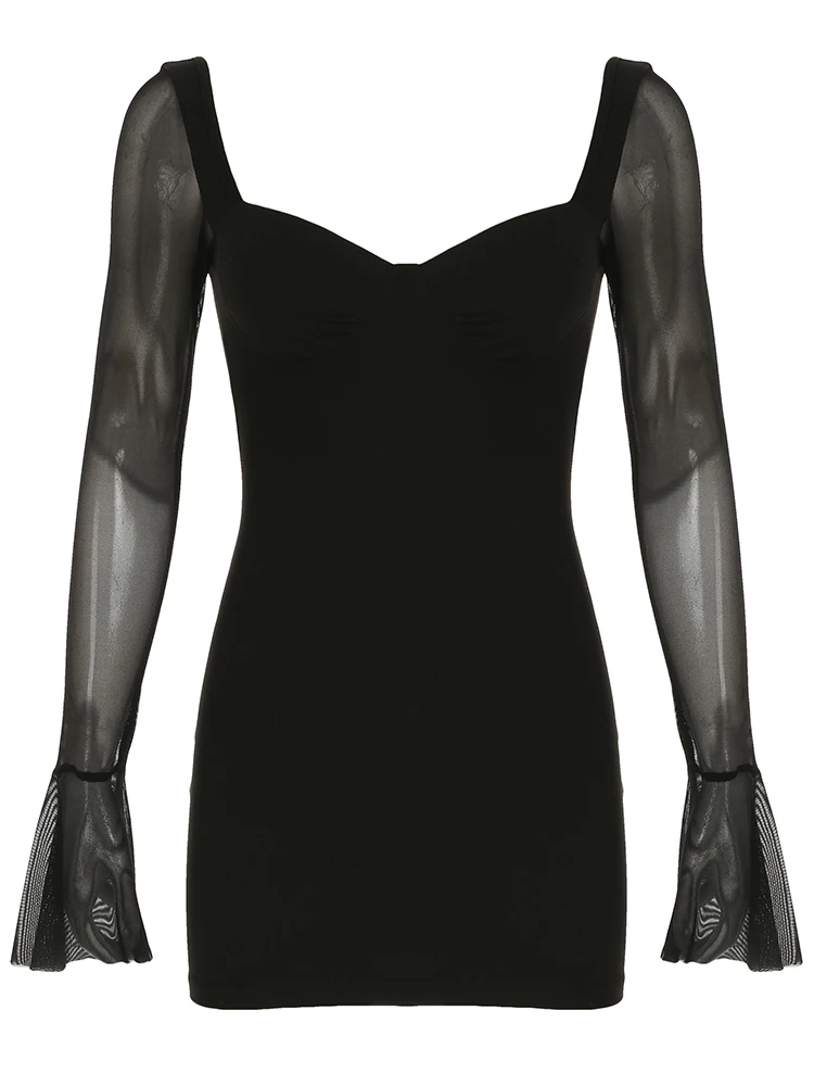 Rockmore Элегантное сетчатое лоскутное платье с низкой чашкой для женщин